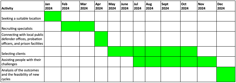 The Gantt chart of the program's execution
