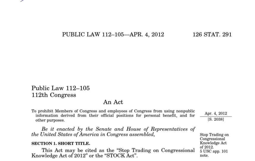 STOCK Act 2012 official title page